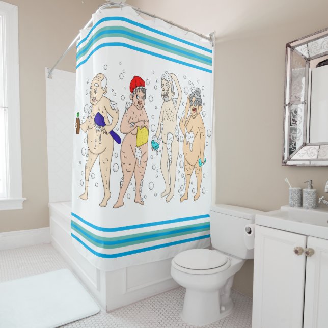 Rideaux De Douche Vieilles personnes amusantes couvertes de bulles (En situation)