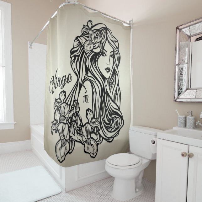 Rideaux De Douche Vierge du zodiaque doré de la Vierge (En situation)
