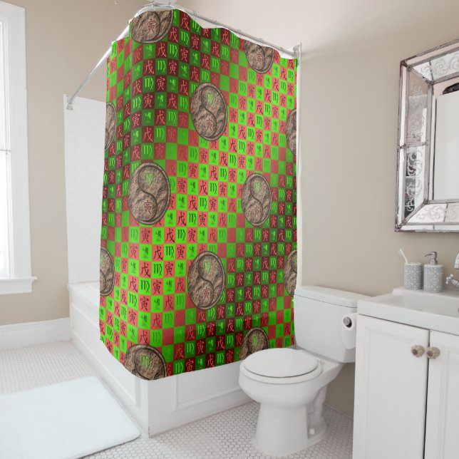 Rideaux De Douche Vierge & Tigre de Terre (En situation)