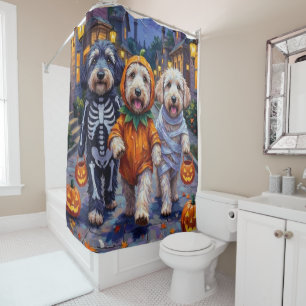 Rideaux De Douche Vieux bergers anglais Halloween à la tritaine ou à
