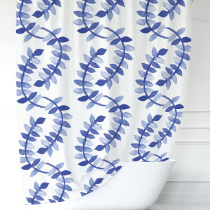 Rideaux De Douche Vignes à l'aquarelle bleue