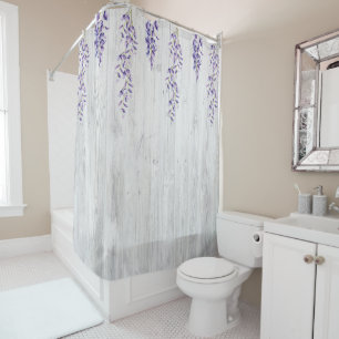 Rideaux De Douche Vignes de la Wisteria à la clôture en bois blanc