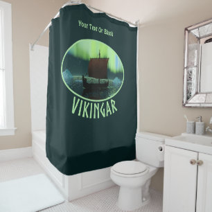 Rideaux De Douche Viking Navire Et Lumières Du Nord