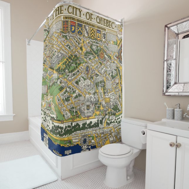 Rideaux De Douche Ville de carte du Québec (En situation)