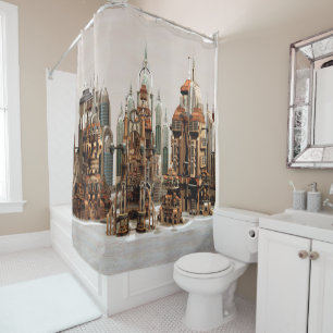 Rideaux De Douche Ville de fantasy futuriste Art de paysage urbain S