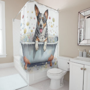 Rideaux De Douche Vin Australien À Bain Watercolor Chien Art
