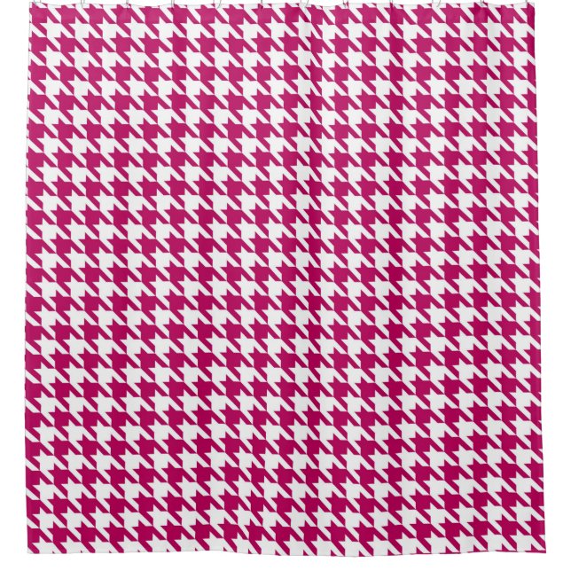 Rideaux De Douche Vin et blanc Motif Houndstooth (Devant)