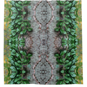 Rideaux De Douche Vin vert feuillus sur miroir d'arbre Abstrait