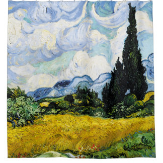Rideaux De Douche Vincent Van Gogh Champ de blé avec cyprès (1889)