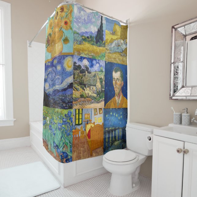 Rideaux De Douche Vincent Van Gogh - Masterpieces Patchwork (En situation)