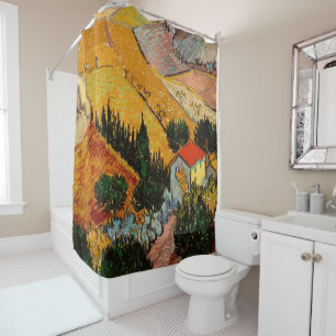 Rideaux De Douche Vincent van Gogh - Paysage, Maison et Laboureur