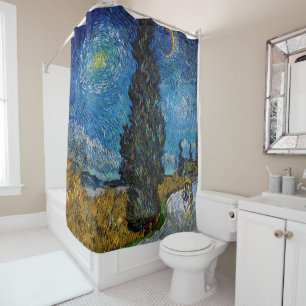 Rideaux De Douche Vincent van Gogh - Route avec Cypress et Star