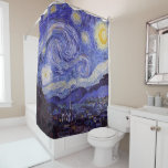 Rideaux De Douche Vincent Van Gogh Starry Nuit Vintage Art<br><div class="desc">Vincent van Gogh Starry Night Art Peinture Starry Night est un tableau de l'artiste post-impressionniste néerlandais Vincent van Gogh. Le ciel bleu de la nuit est rempli de nuages tourbillonnants, d'étoiles et d'une lune brillante croissant. La Nuit étoilée est la seule nocturne de la série de vues depuis la fenêtre...</div>