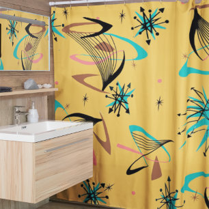 Rideaux De Douche Vintage, Atomique, Moderne du milieu du XXe siècle