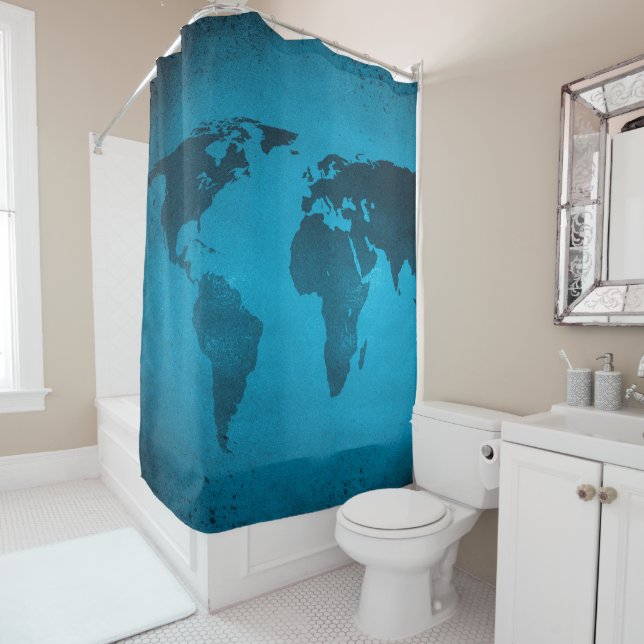 Rideaux De Douche Vintage blue (En situation)