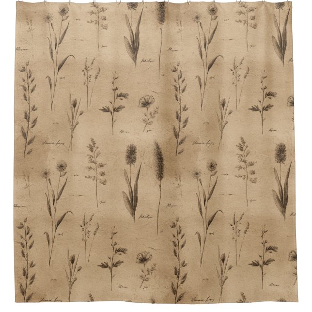 Rideaux De Douche Vintage Botanical Floral Pattern (9) (Devant)