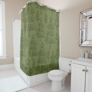 Rideaux De Douche Vintage classique Motif-arbre de Noël (1)
