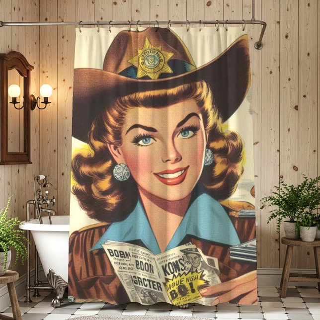 Rideaux De Douche Vintage Country Pulp Girl (Créateur téléchargé)