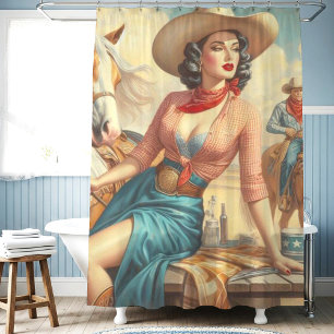 Rideaux De Douche Vintage Cowgirl