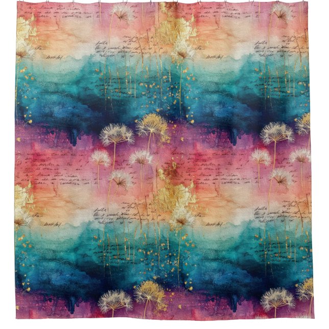 Rideaux De Douche Vintage Dandelion Abstract Pattern (1) (Devant)