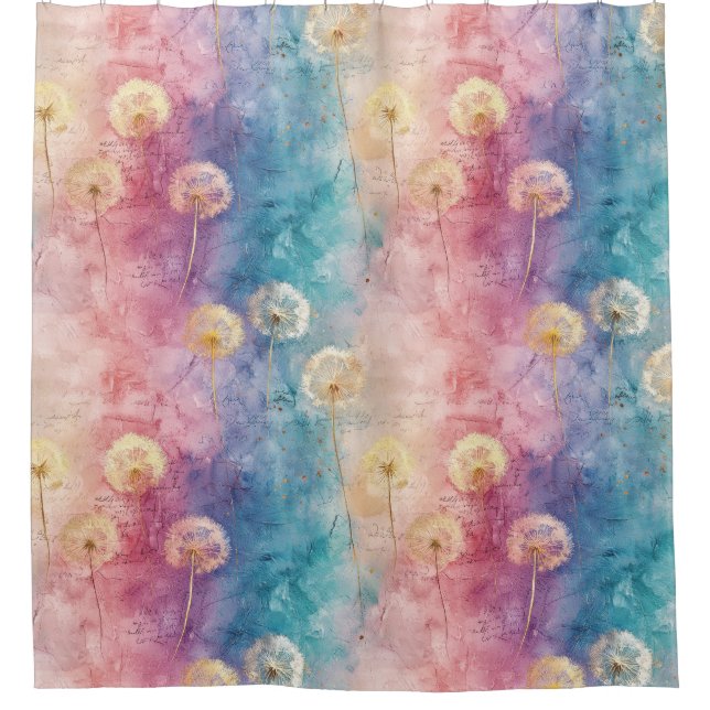 Rideaux De Douche Vintage Dandelion Abstract Pattern (3) (Devant)