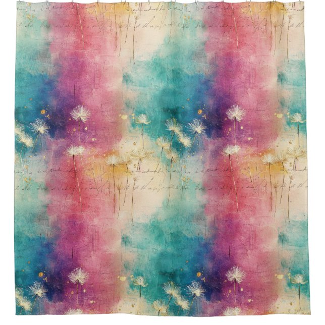 Rideaux De Douche Vintage Dandelion Abstract Pattern (4) (Devant)