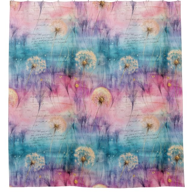 Rideaux De Douche Vintage Dandelion Abstract Pattern (6) (Devant)