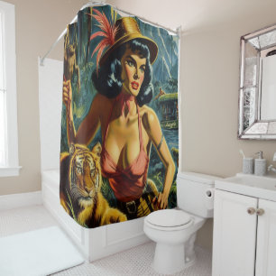 Rideaux De Douche Vintage fille de pâte Jungle