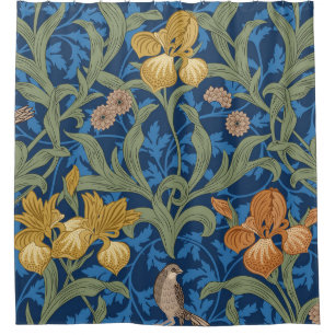 Rideaux De Douche Vintage fleuri sans couture motif avec iris orange