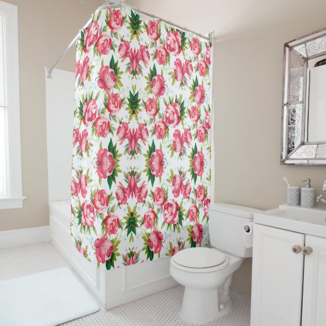 Rideaux De Douche vintage floral (En situation)
