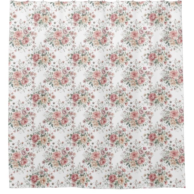 Rideaux De Douche vintage floral bouquets (Devant)