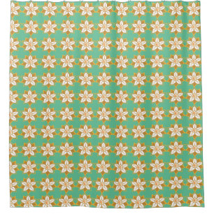 Rideaux De Douche Vintage Floral vert et jaune motif Jonquil