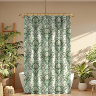 Rideaux De Douche Vintage green botanical pattern
