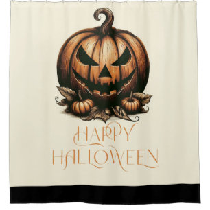Rideaux De Douche Vintage heureux citrouille Halloween