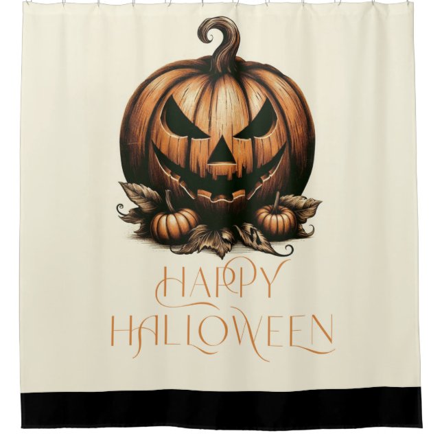 Rideaux De Douche Vintage heureux citrouille Halloween (Devant)
