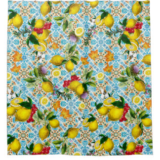 Rideaux De Douche Vintage jardin sicilien de citron
