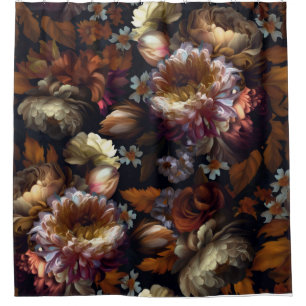 Rideaux De Douche Vintage Moody Florals Jardin Goth 1