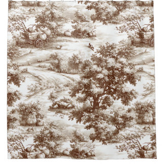 Rideaux De Douche Vintage Pumpkin Harvest Countryside Toile (10)