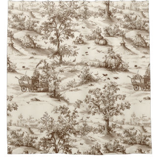 Rideaux De Douche Vintage Pumpkin Harvest Countryside Toile (5)