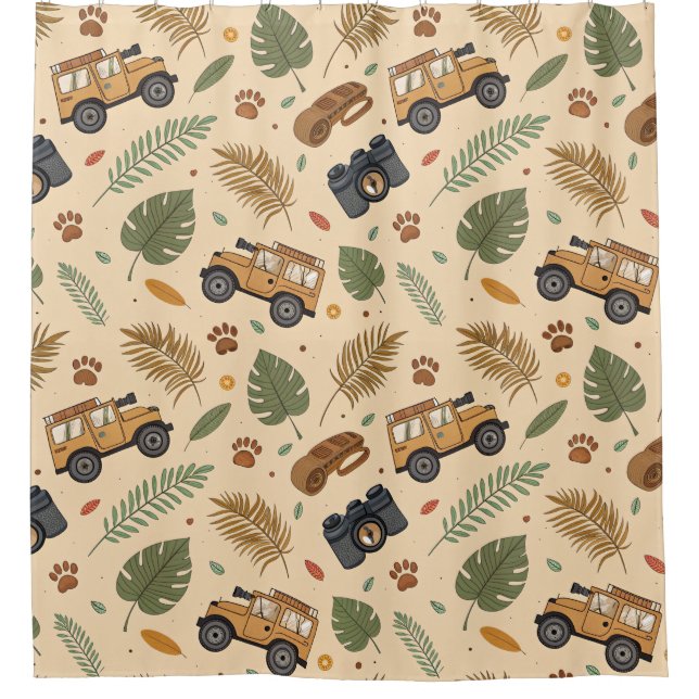Rideaux De Douche Vintage Road Trip Pattern (3) (Devant)
