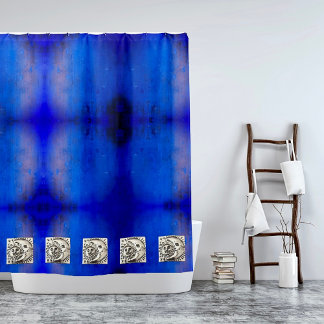 Rideaux De Douche Vintage Rouge & Argent Milagro Coeur Avec Papillon