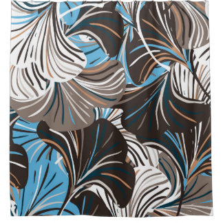 Rideaux De Douche Vintage seamless pattern with striped flowers leav