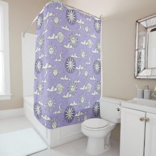 Rideaux De Douche Vintage soleil lune Motif céleste froid violet pou