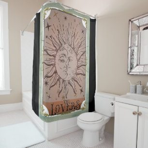Rideaux De Douche Vintage Sun & Lune Dualité Amateurs Carte Tarot Ar