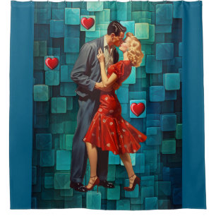 RIDEAUX DE DOUCHE VINTAGE VALENTINE PASSION