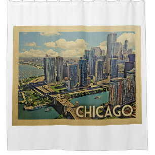 Rideaux De Douche Vintage voyage de Chicago l'Illinois