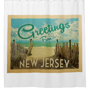 Rideaux De Douche Vintage voyage de plage de rivage de New Jersey