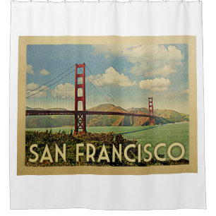 Rideaux De Douche Vintage voyage de San Francisco golden gate bridge