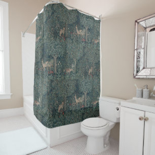 Rideaux De Douche Vintage William Morris Forêt verte Animaux