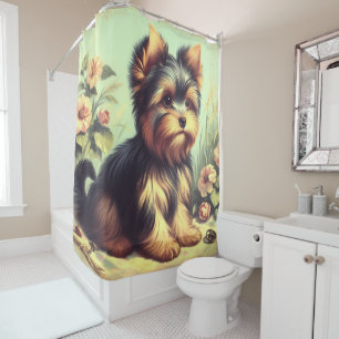 Rideaux De Douche Vintage Yorkshire Terrier peinture